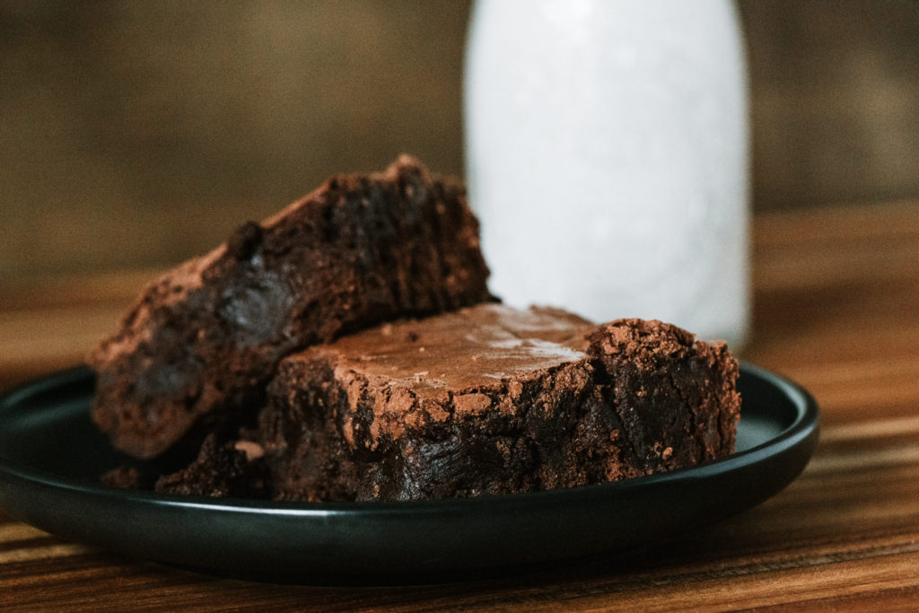 Einkorn fudgy dark chocolate brownies